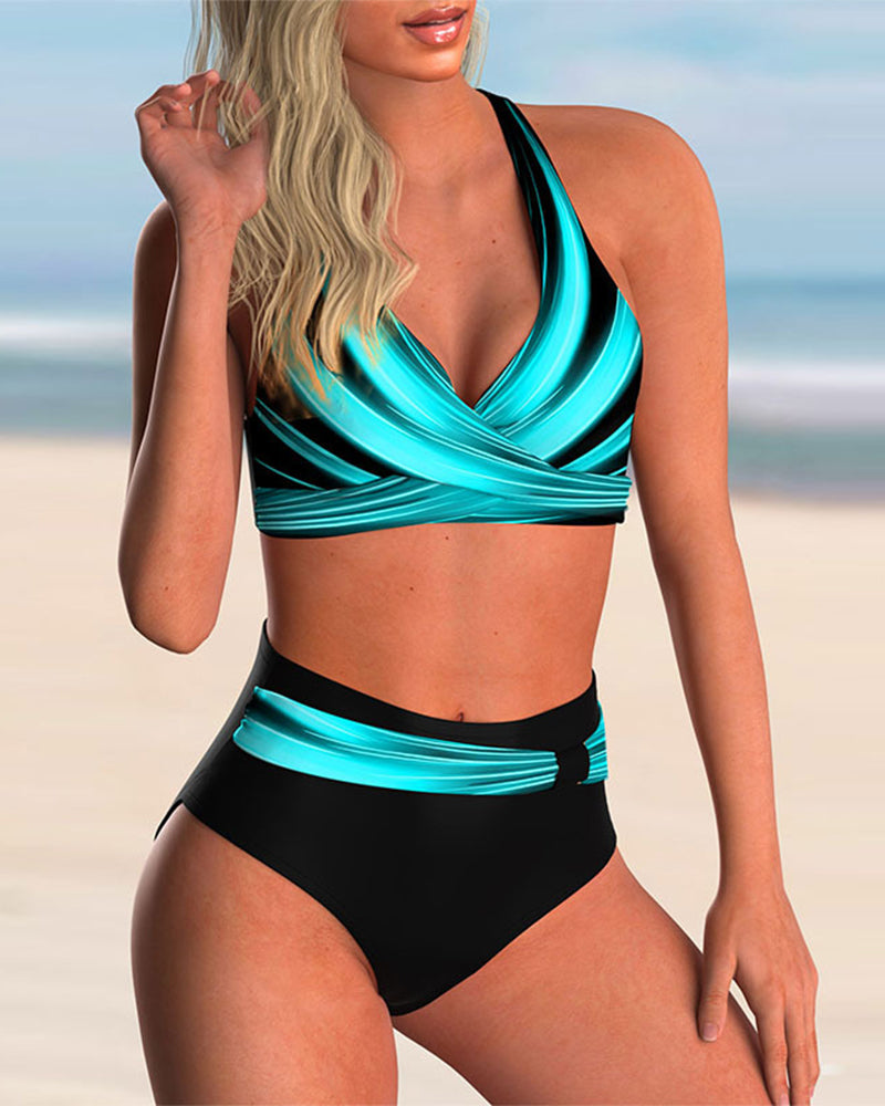 Jacoba | Conjunto de bikini con escote cruzado y estampado
