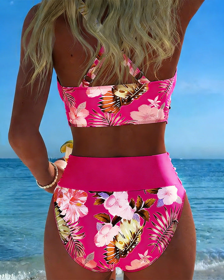 Anabel | Bikini con estampado floral en contraste y abertura