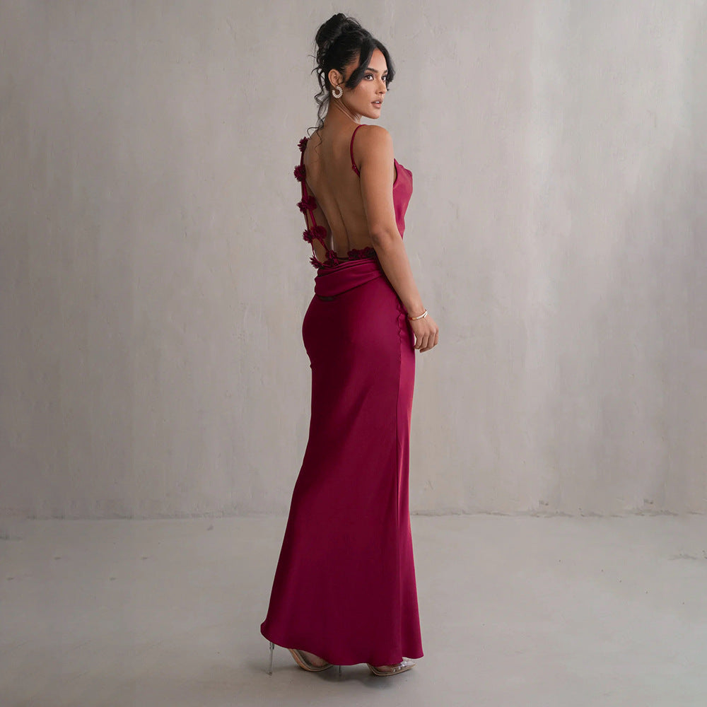 Maia | Vestido Largo Floral Sin Espalda