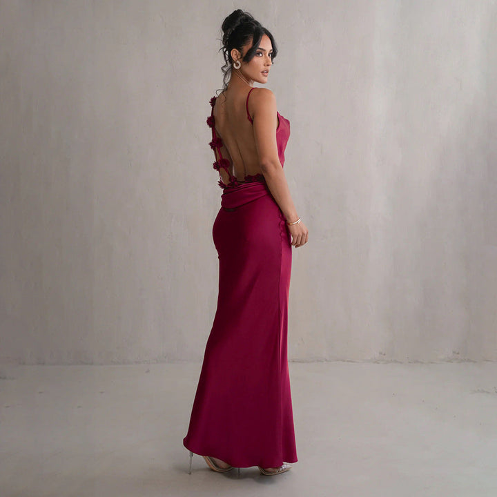 Maia | Vestido Largo Floral Sin Espalda