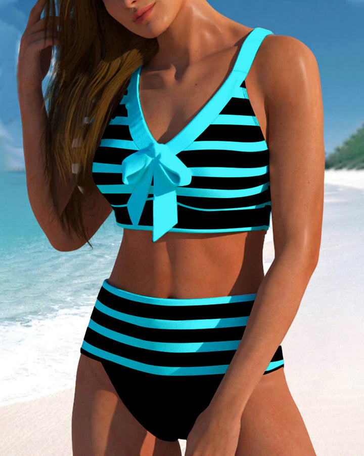 Agripina | Bikini de talle alto a rayas
