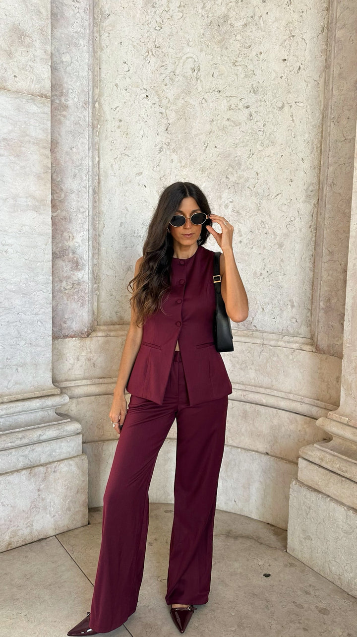 Pantalones Eva en burdeos