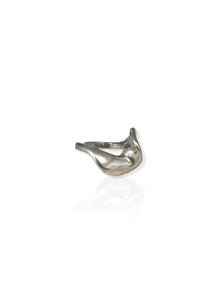 Anillo ola asimétrica plateado