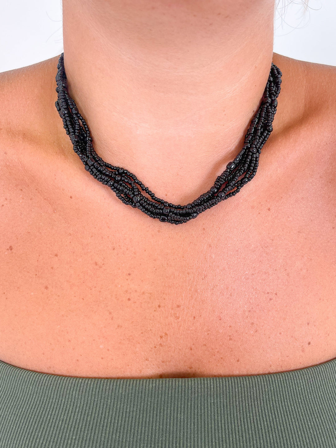 Collar multi perlas negras