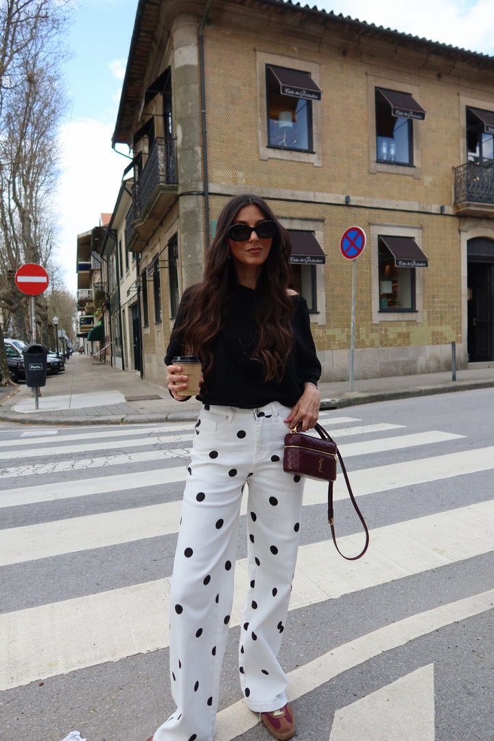 Pantalones de pierna ancha con lunares
