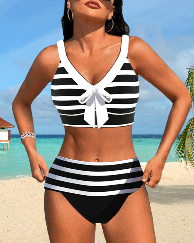 Agripina | Bikini de talle alto a rayas