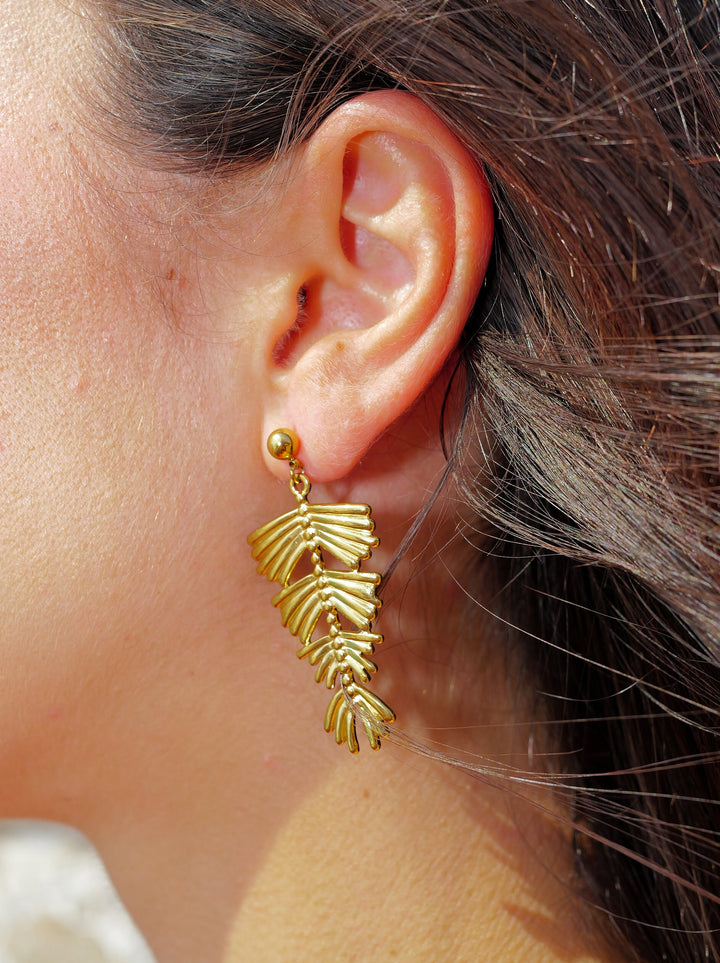 Pendientes palmera dorada