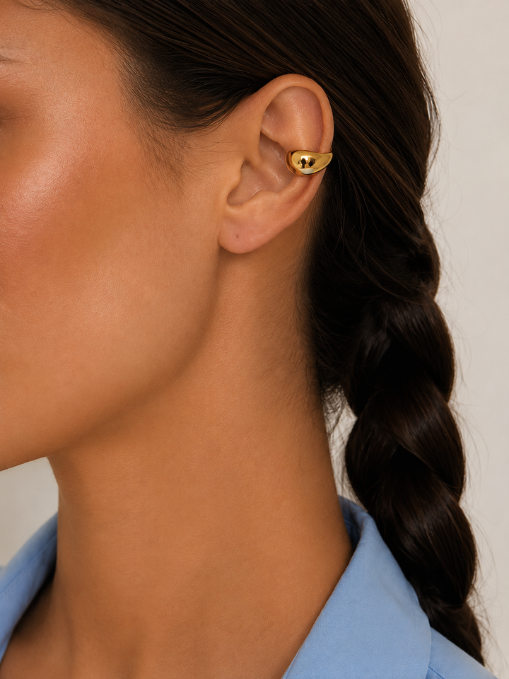 Pendiente suelto ear cuff gota dorado