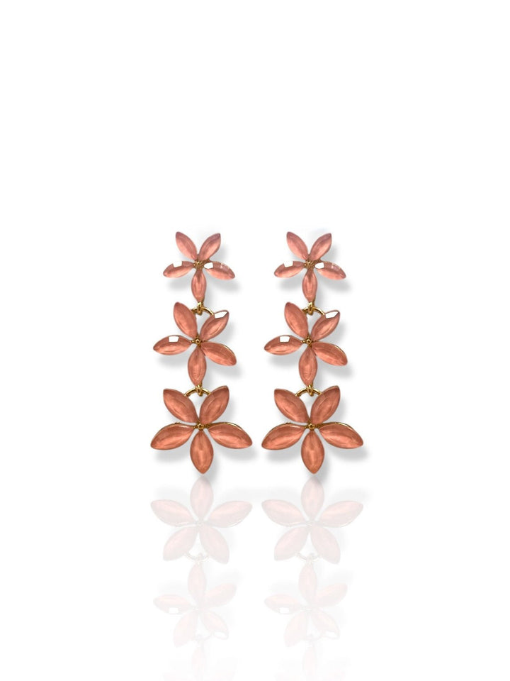 Pendientes flores piedras coral