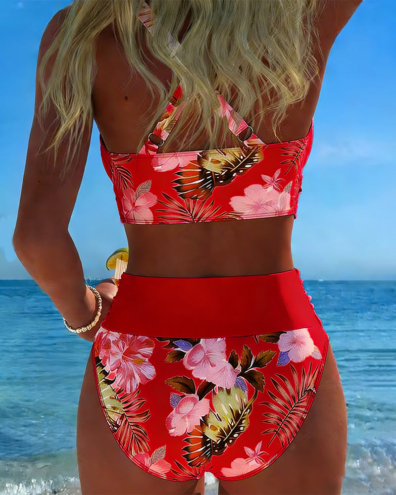 Anabel | Bikini con estampado floral en contraste y abertura
