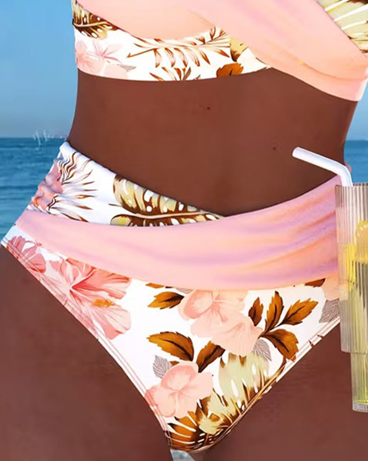 Anabel | Bikini con estampado floral en contraste y abertura