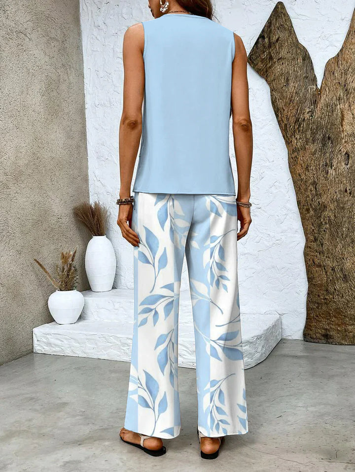 Conjunto de Dos Piezas Con Top y Pantalón Combinado