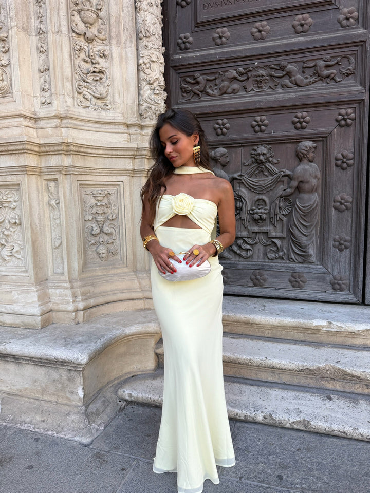 Zaira / Vestido amarillo pastel con flores