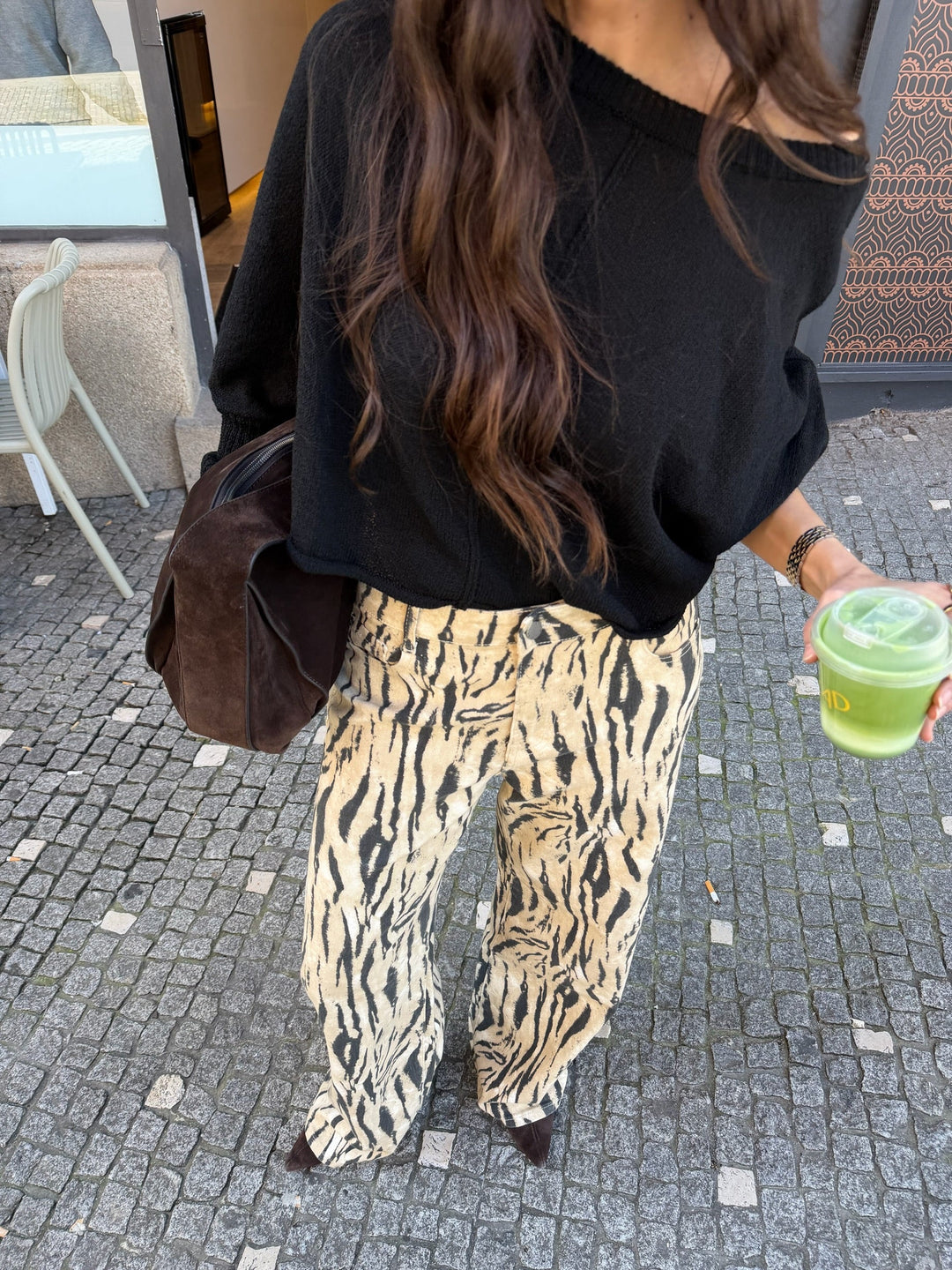Pantalones de pierna ancha con estampado de cebra