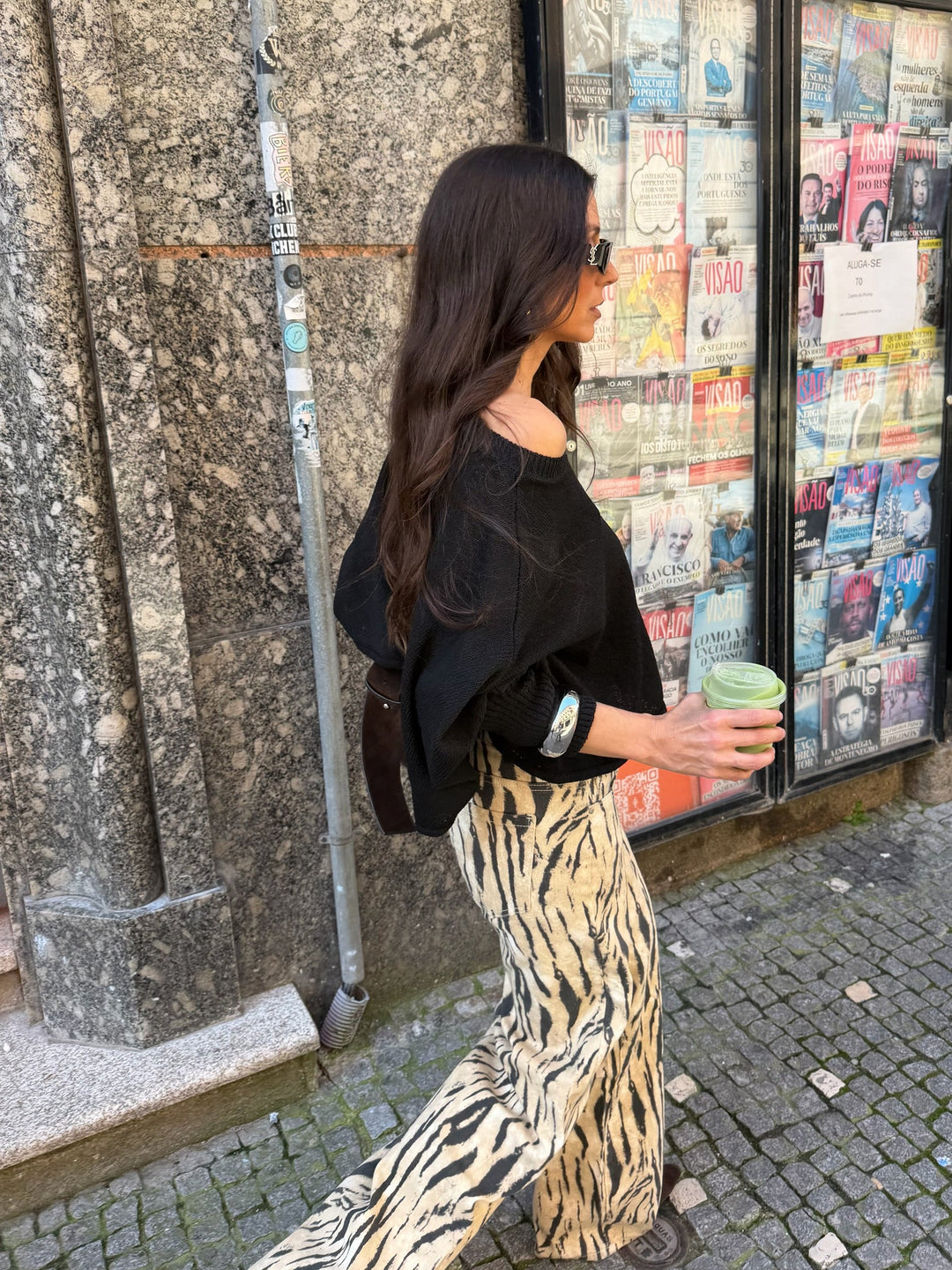 Pantalones de pierna ancha con estampado de cebra