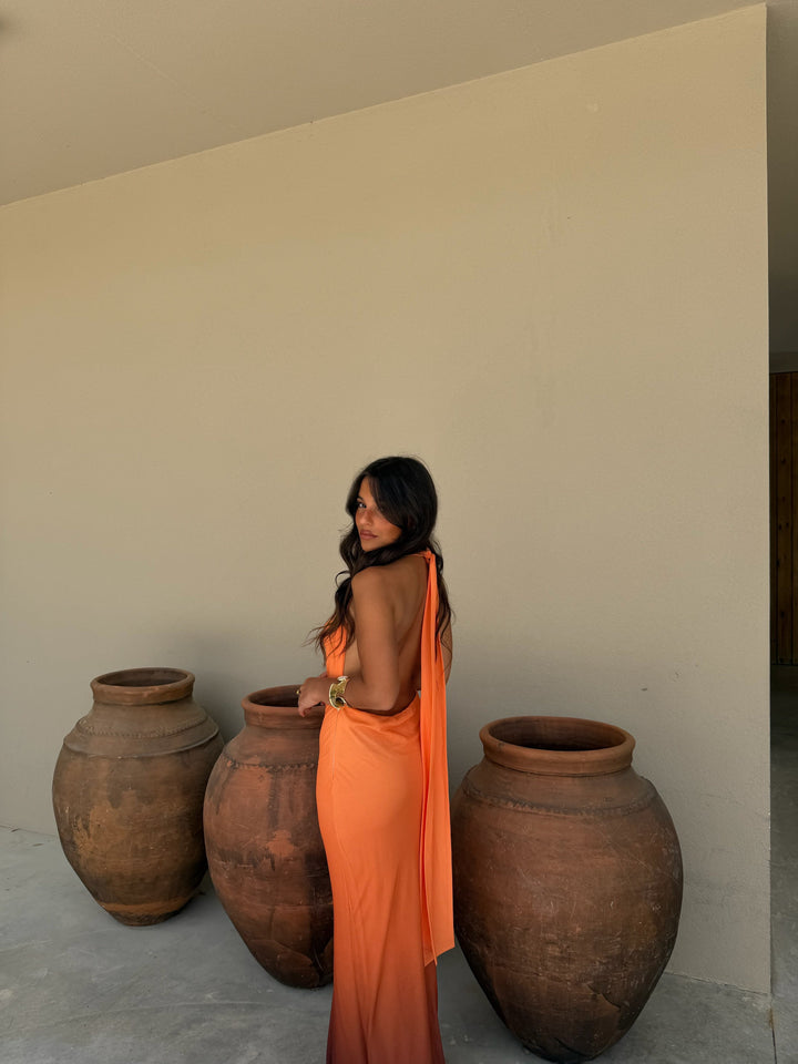 Joanna / Vestido naranja y negro