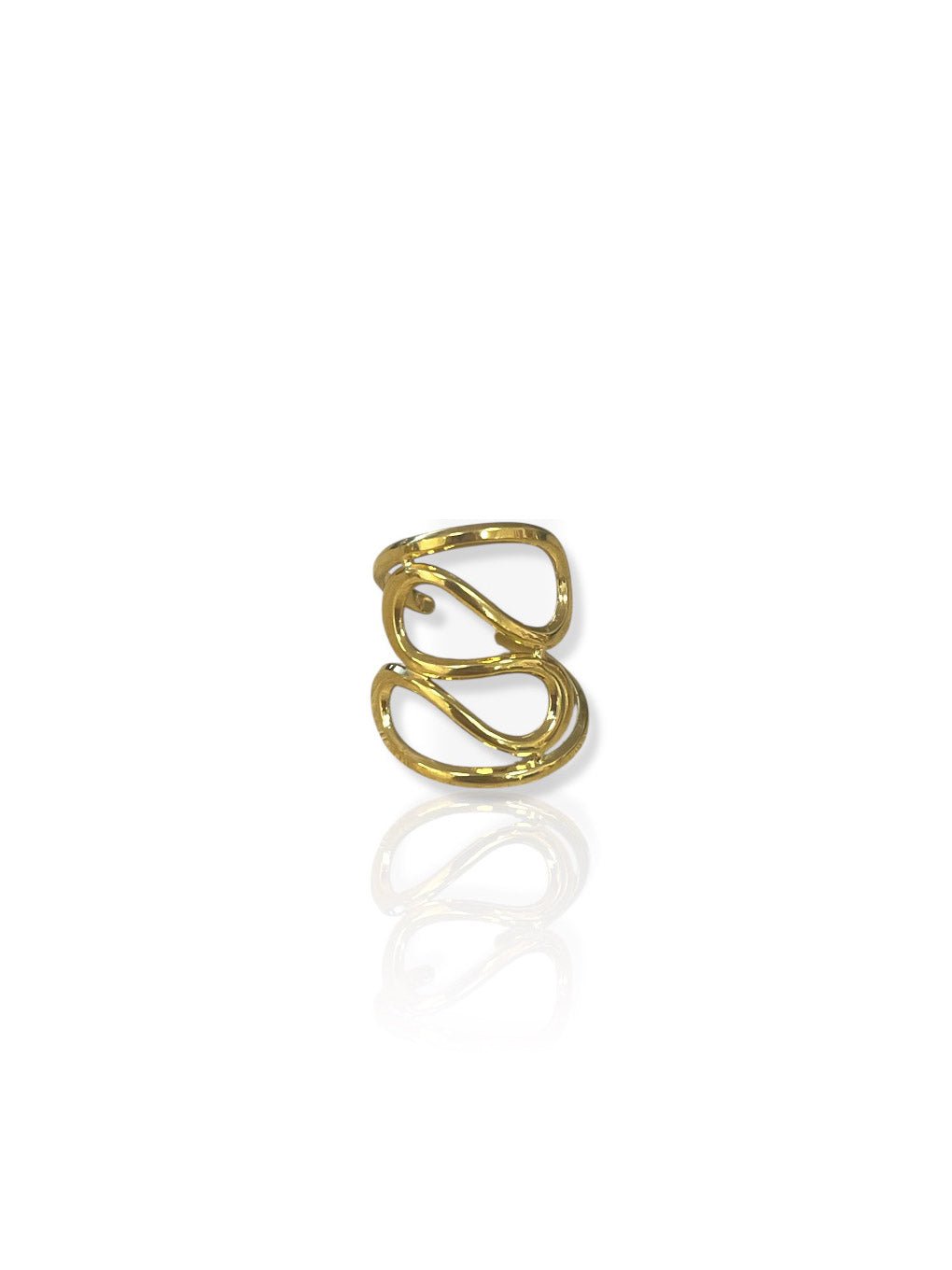 Anillo ancho ondas dorado