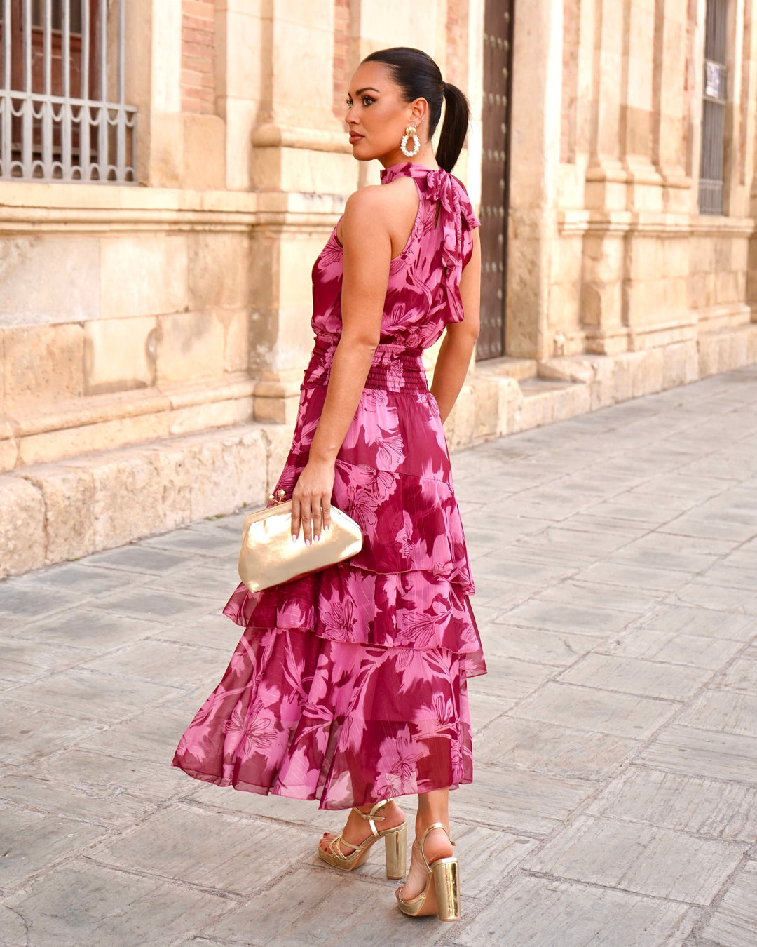 Vestido Carolina Rosa/Burdeos