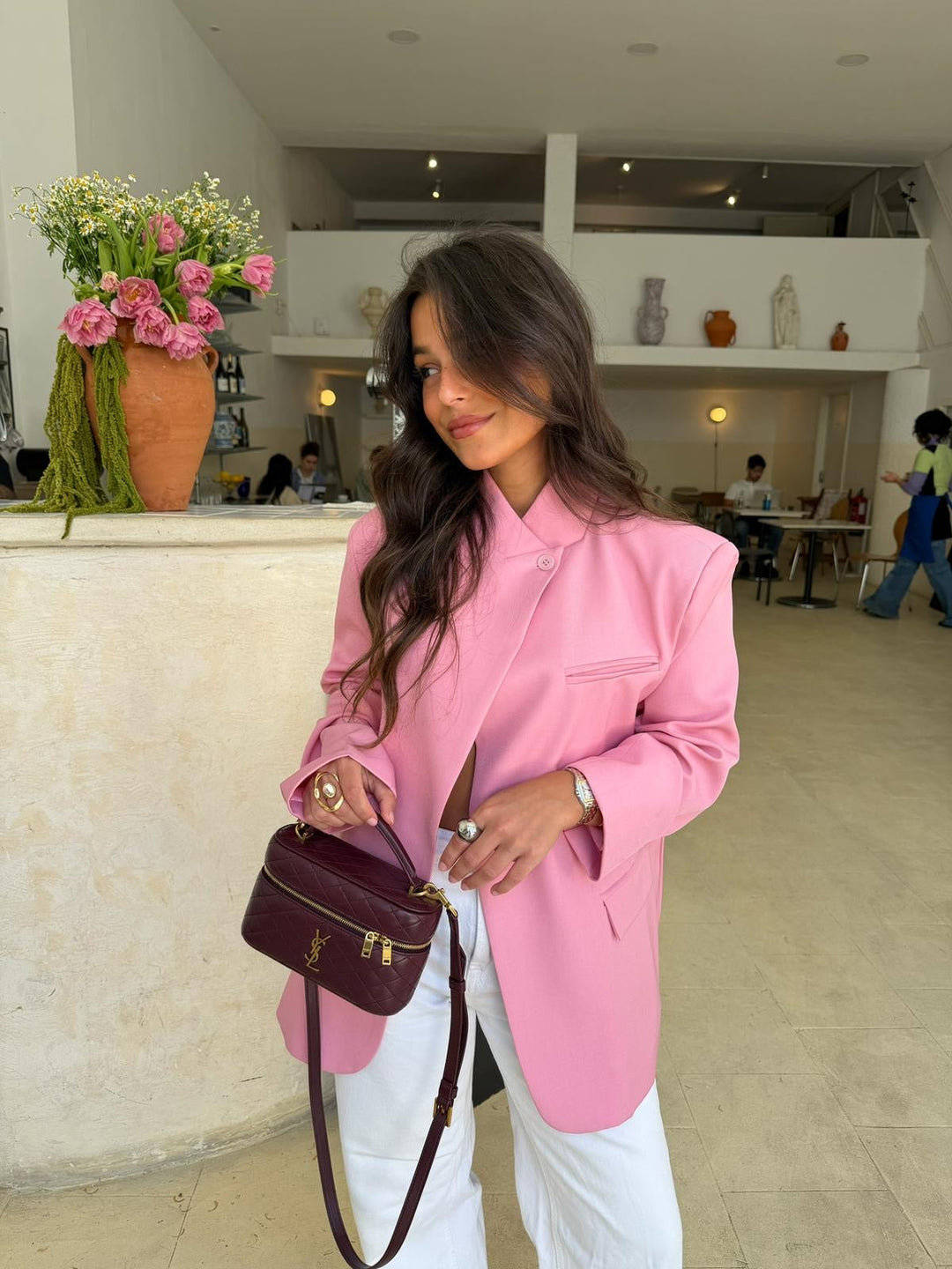 Blazer asimétrico rosa