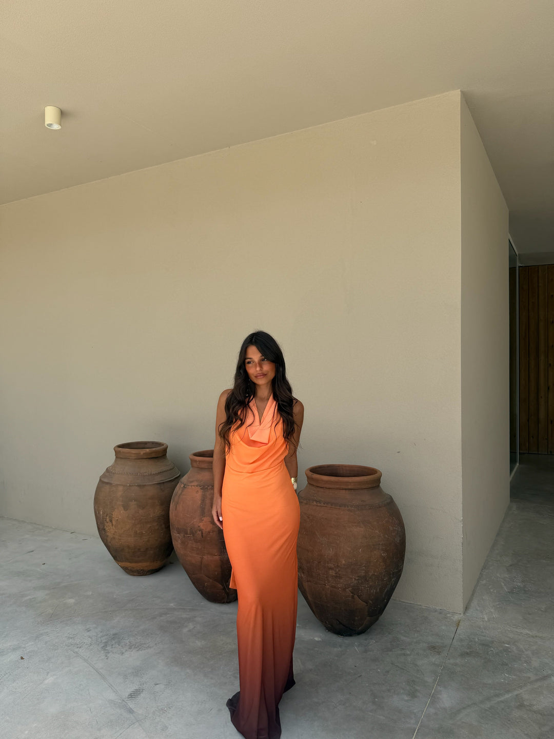 Joanna / Vestido naranja y negro