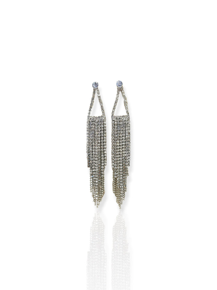 Pendientes cascada brillantes plateados