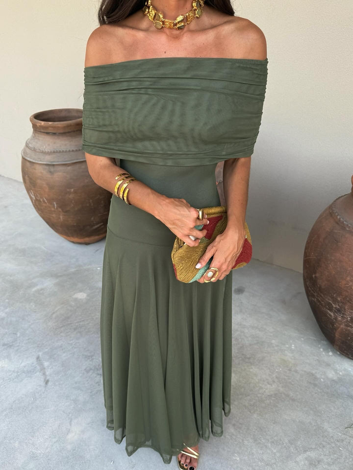 Irene / Vestido elegante sin tirantes de malla