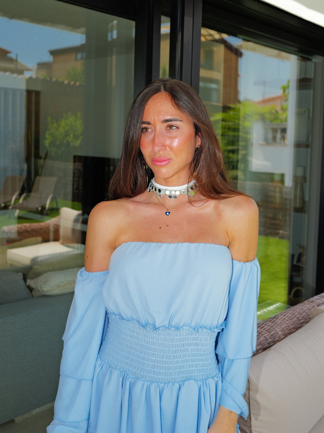 Collar choker espejo plateado