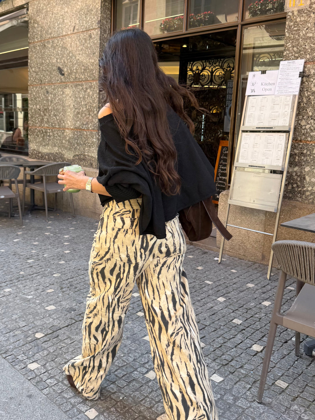 Pantalones de pierna ancha con estampado de cebra