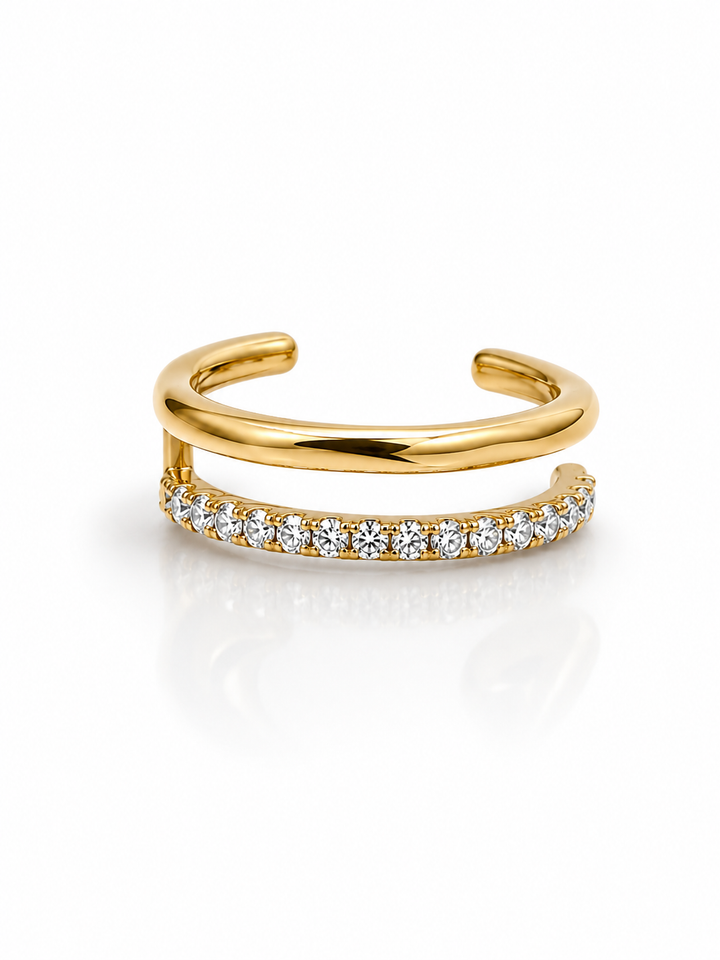 Pendiente suelto ear cuff aro brillos dorado