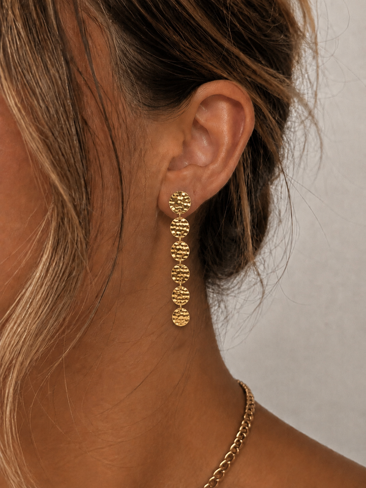 Pendientes cascada medallas dorados