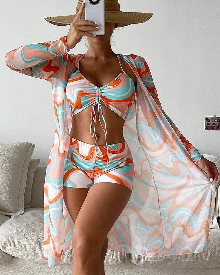 Edelmira | Conjunto de bikini de 3 piezas con estampado