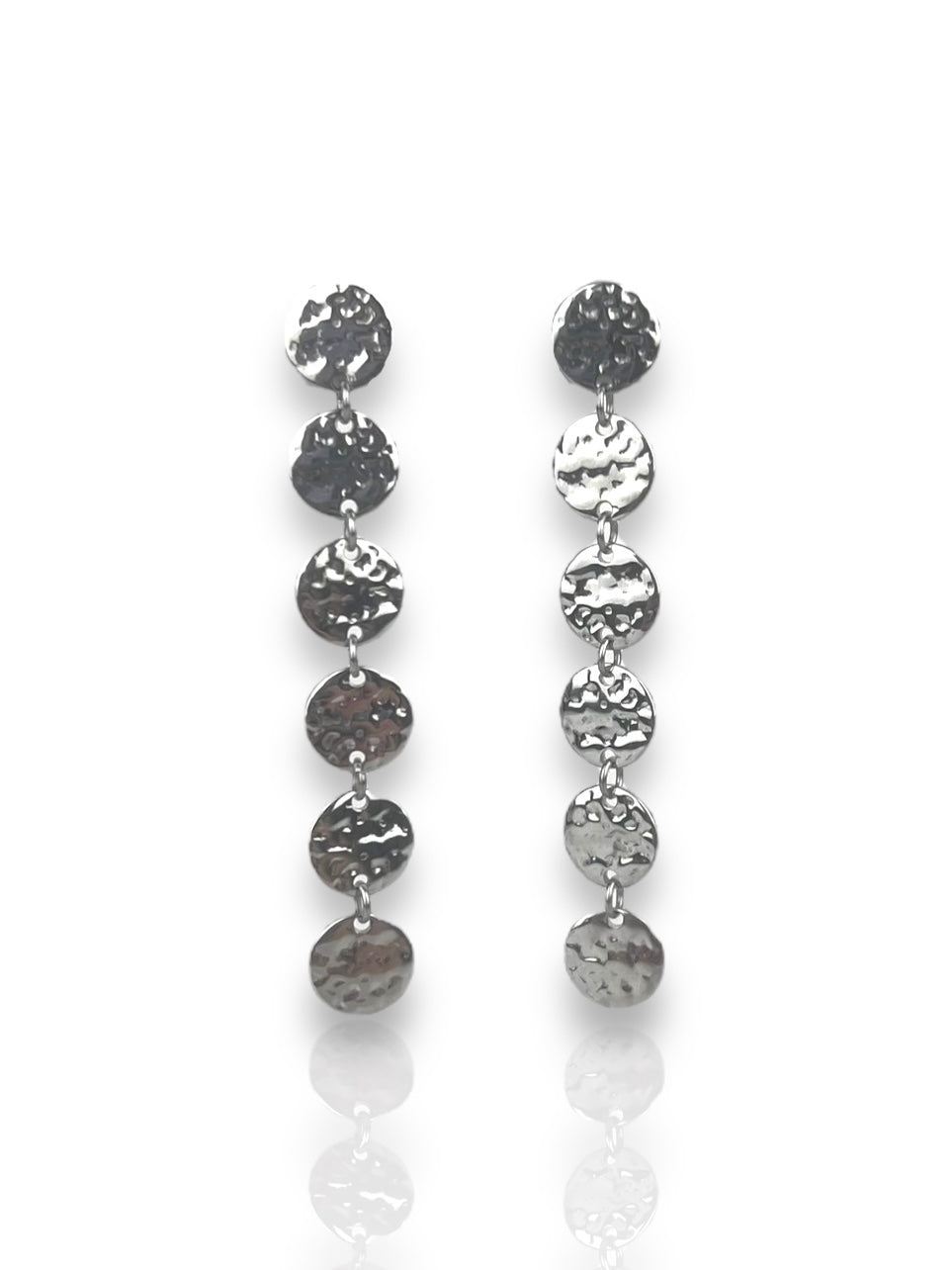 Pendientes cascada medallas plateados