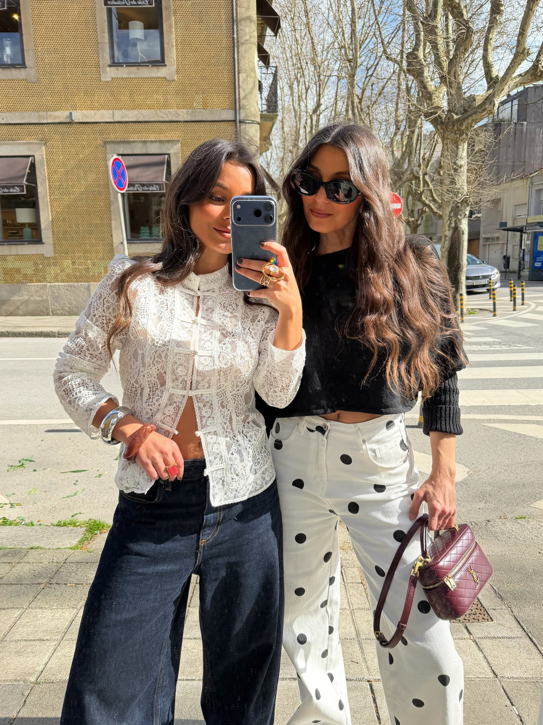 Pantalones de pierna ancha con lunares
