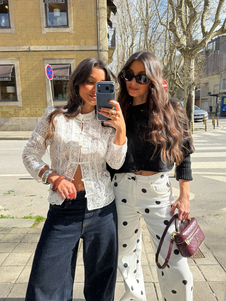 Pantalones de pierna ancha con lunares