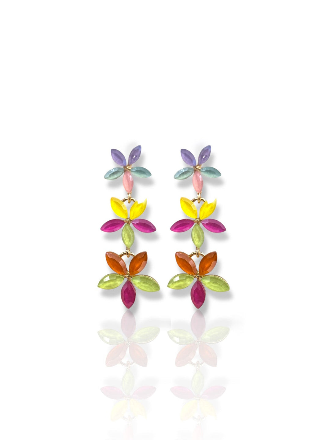 Pendientes flores piedras multicolor