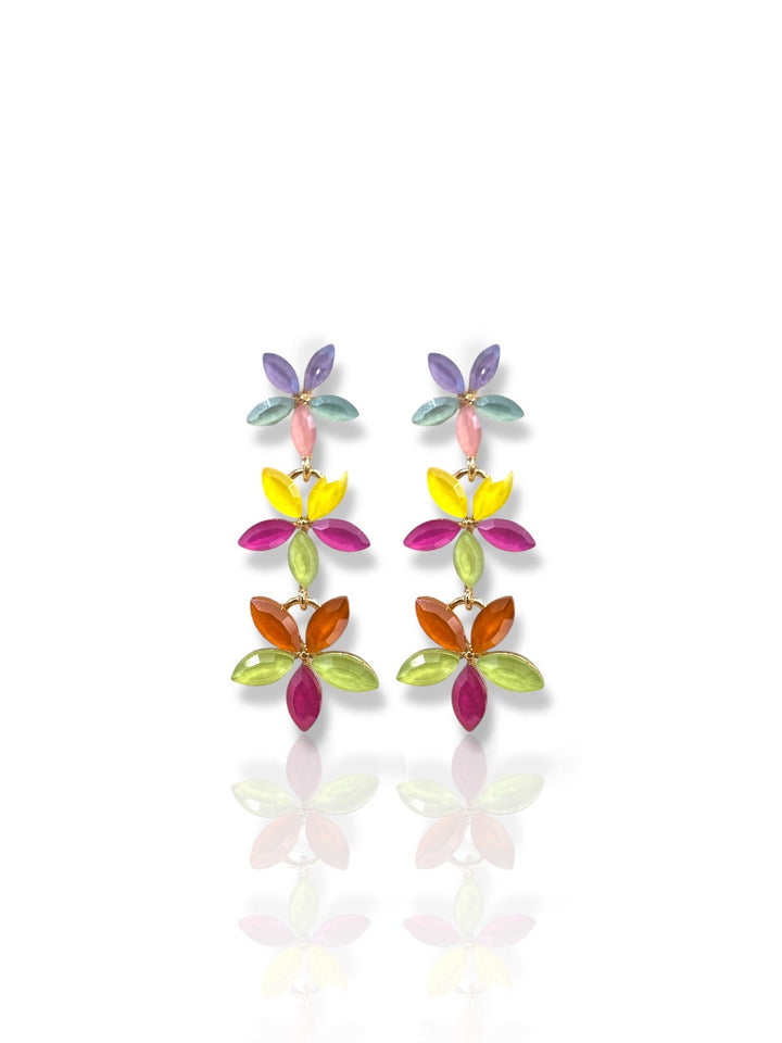 Pendientes flores piedras multicolor