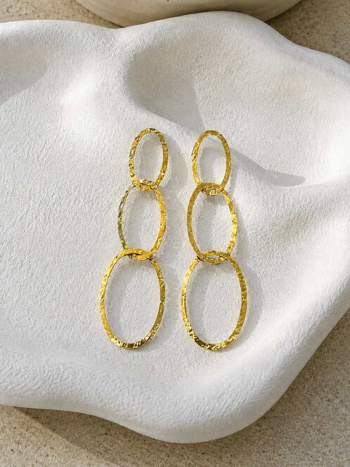 Pendientes cascada óvalos dorado