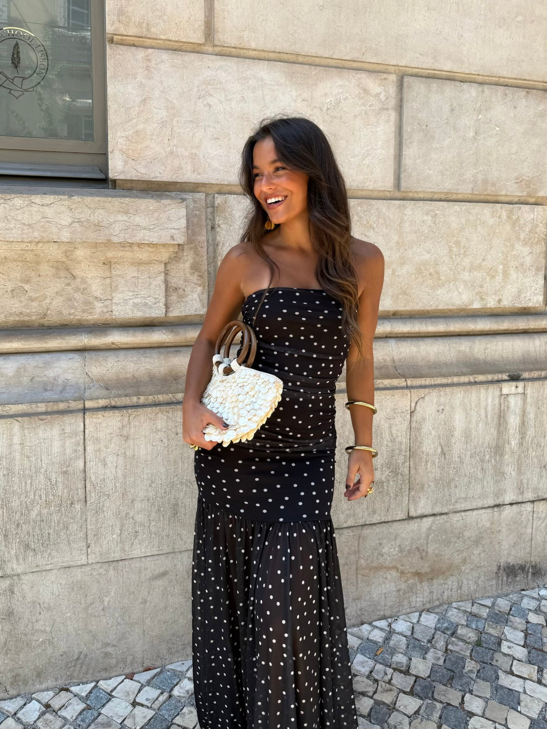 Vestido de lunares en negro