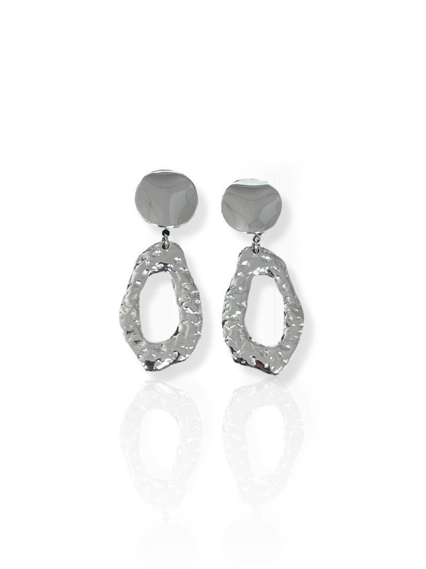 Pendientes óvalos textura plata