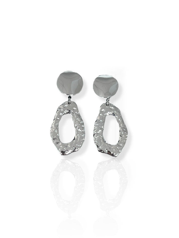 Pendientes óvalos textura plata