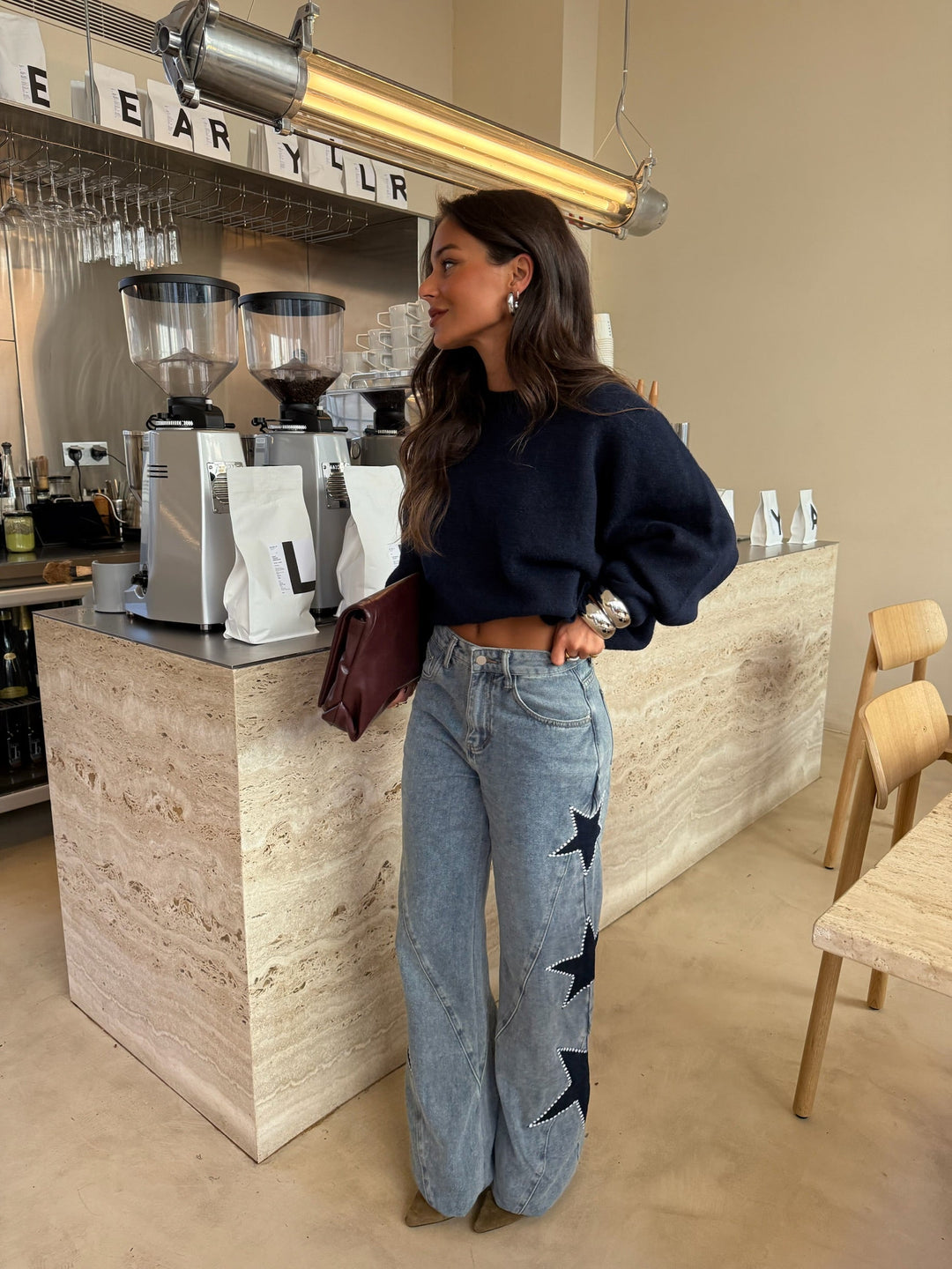 Vaquero denim con estrella negra