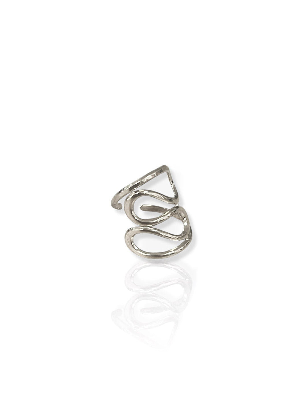 Anillo ancho ondas plateado