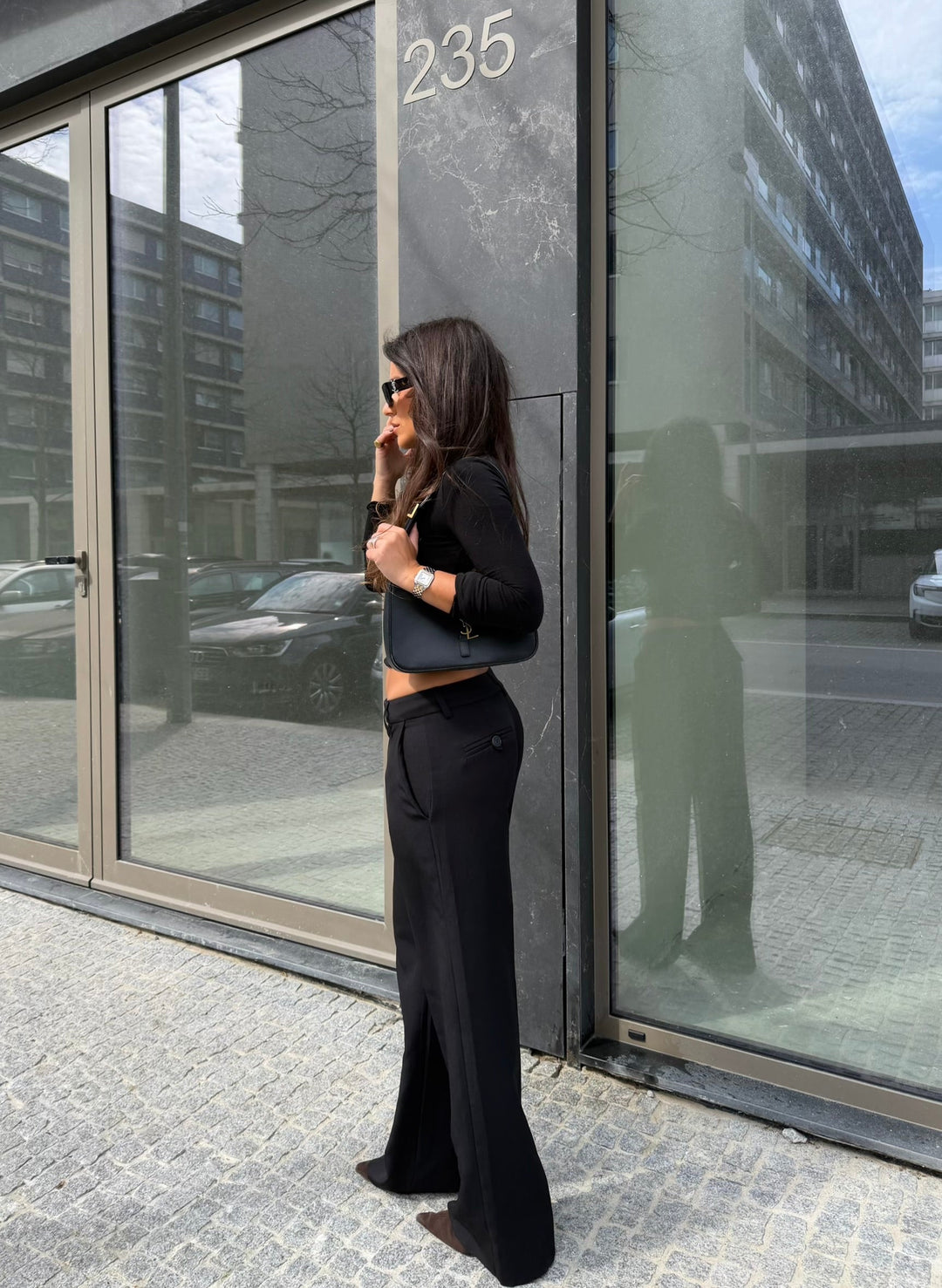 Pantalones de tiro bajo Carolyn en negro
