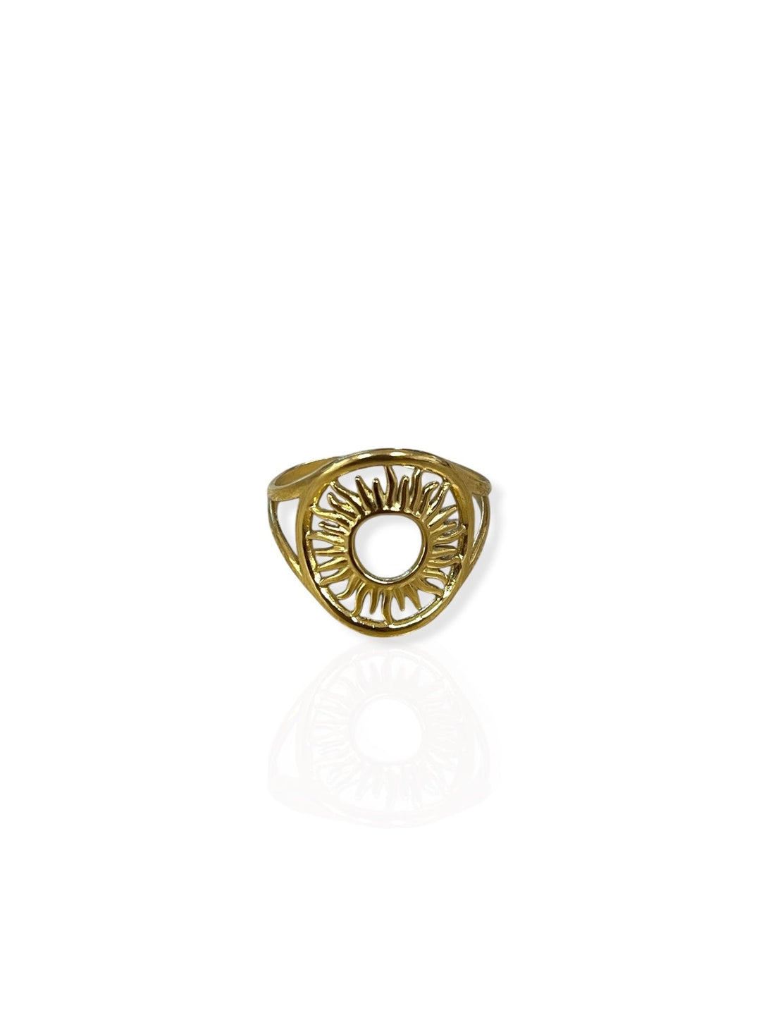 Anillo óvalo sol dorado