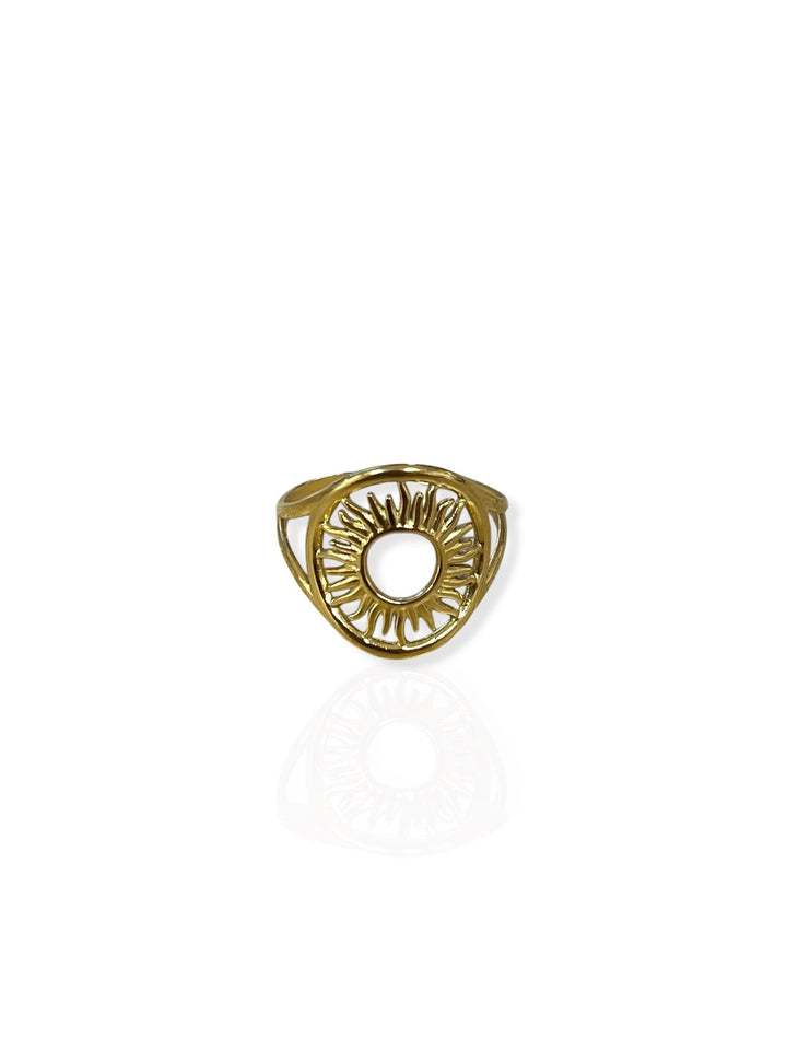 Anillo óvalo sol dorado