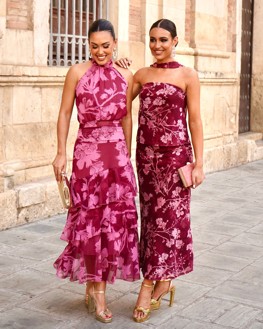 Vestido Carolina Rosa/Burdeos