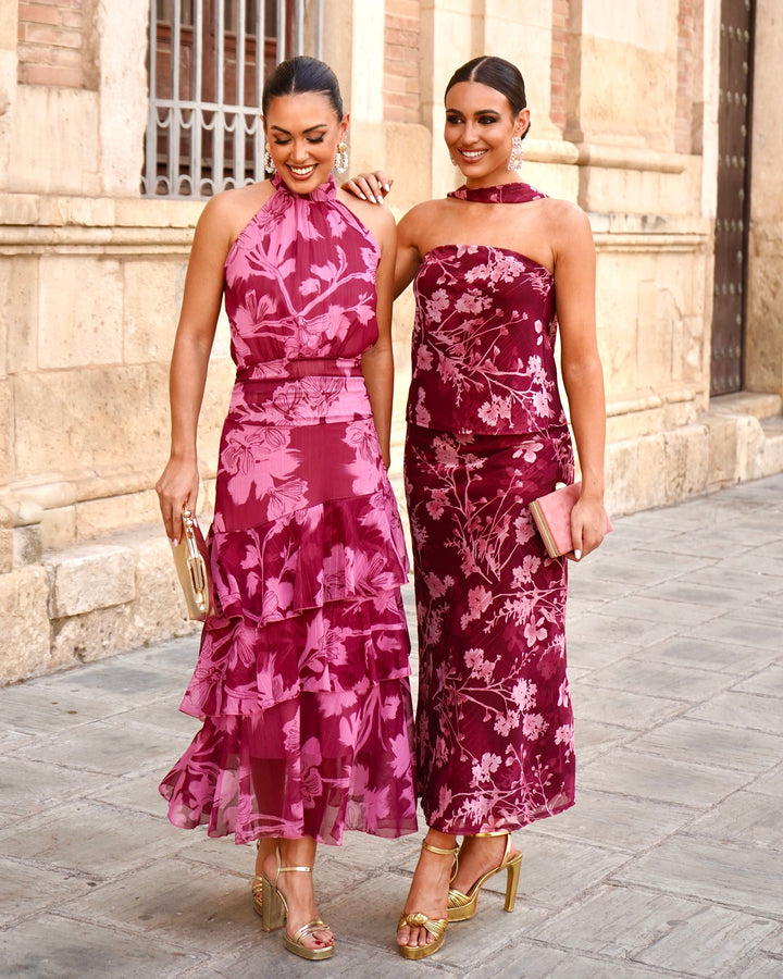 Vestido Carolina Rosa/Burdeos