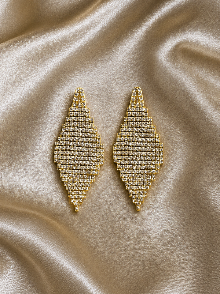 Pendientes rombos brillos dorado