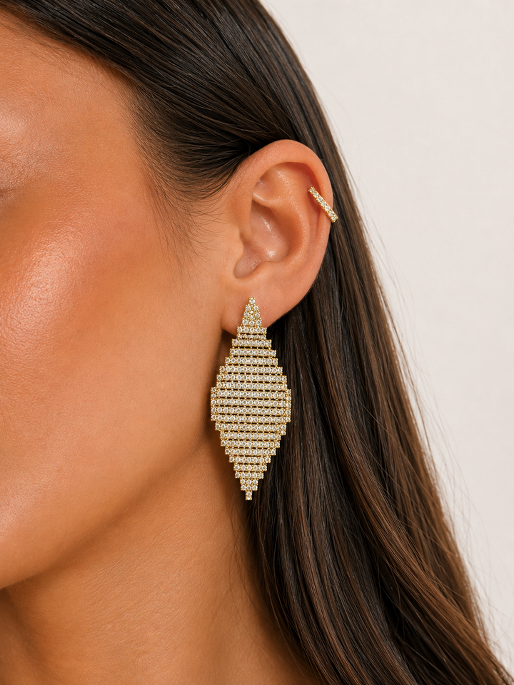 Pendientes rombos brillos dorado
