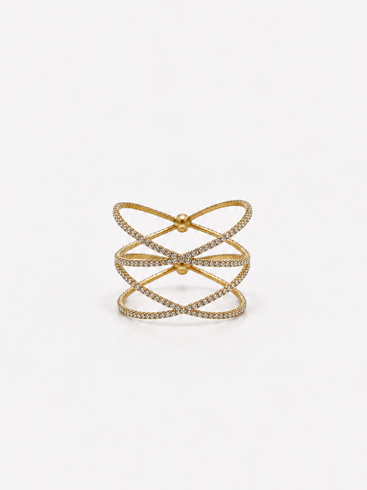 Brazalete cruzado brillos dorado